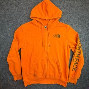 The North Face Full Zip Hoodie Mens M Orange Fine Alpine Equipment Graphic READ